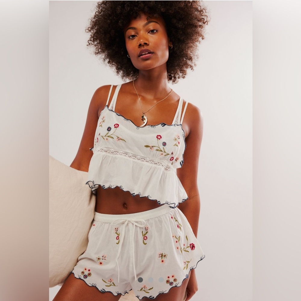 Free People White Floral Pajama Set
